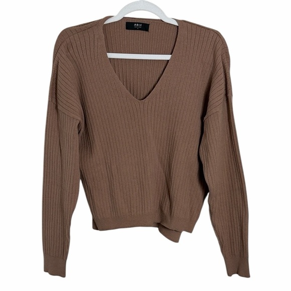 Able Sweaters - Able Brown V Neck Sweater Size XS